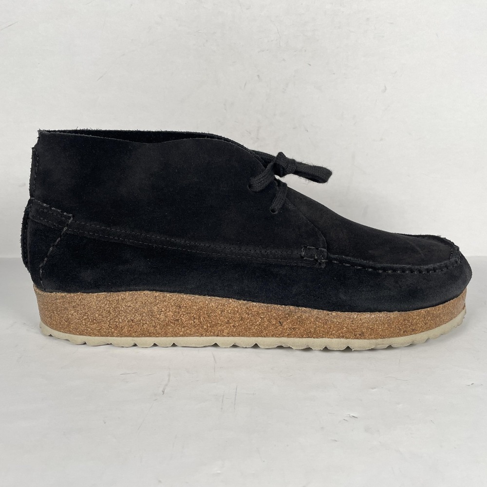 Birkenstock Maidan Chukka Boots Mens Size 12 Black Suede Moc Toe Cork Shoes